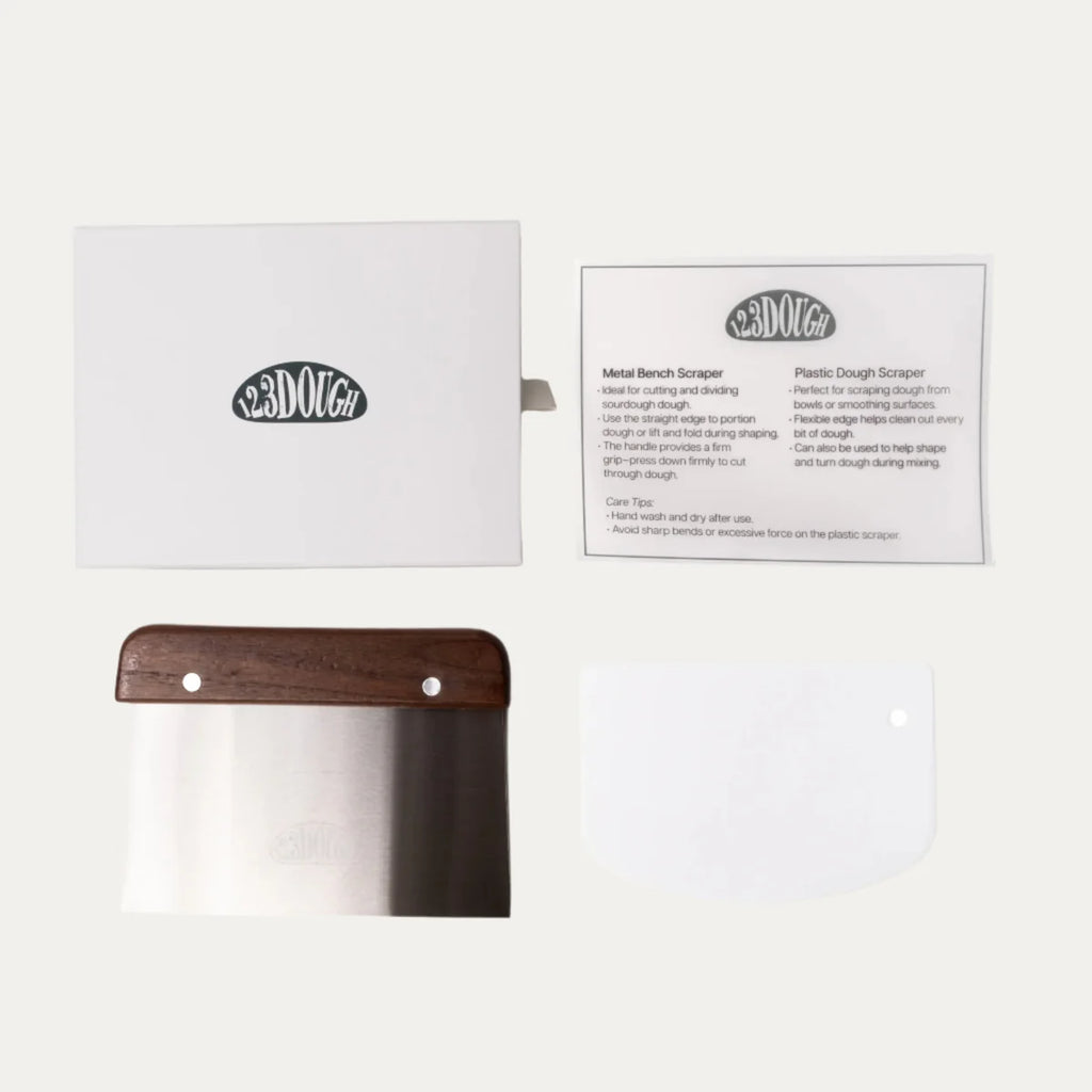 123Dough Stainless Steel + Plastic Dough Scraper Set