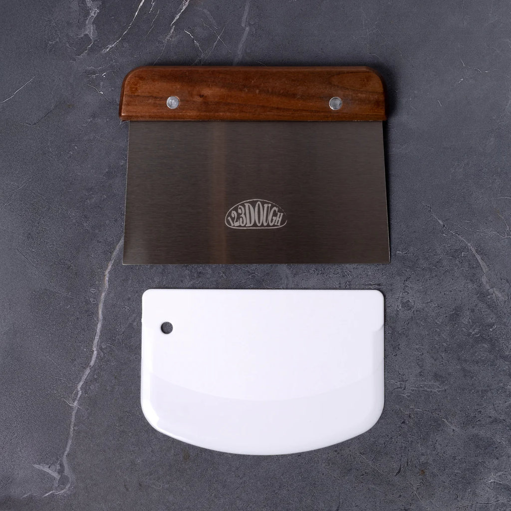 123Dough Stainless Steel + Plastic Dough Scraper Set